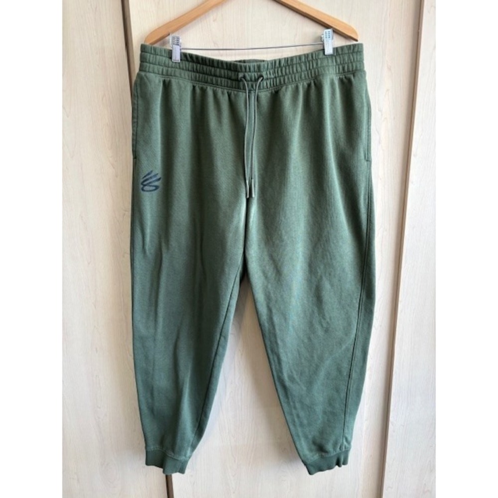 Under Armour Steph Curry SC Joggers Mens XXL Green Sweatpants Drawstring Tapered